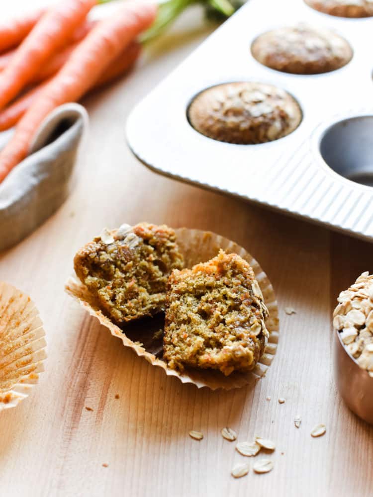 If you have ever wanted carrot cake for breakfast, then these Carrot Oat Muffins are for you.
