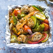 Easy Baked Italian Chicken and Veggie Foil Packets