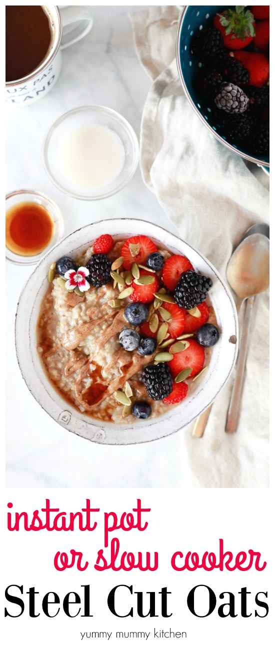 This easy slow cooker steel cut oats recipe makes a beautiful and wholesome breakfast that