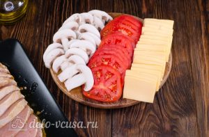 Мясо Гармошка: Подготовить овощи и сыр
