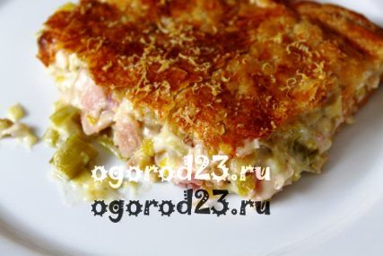 Лук-порей с ветчиной или копченым мясом