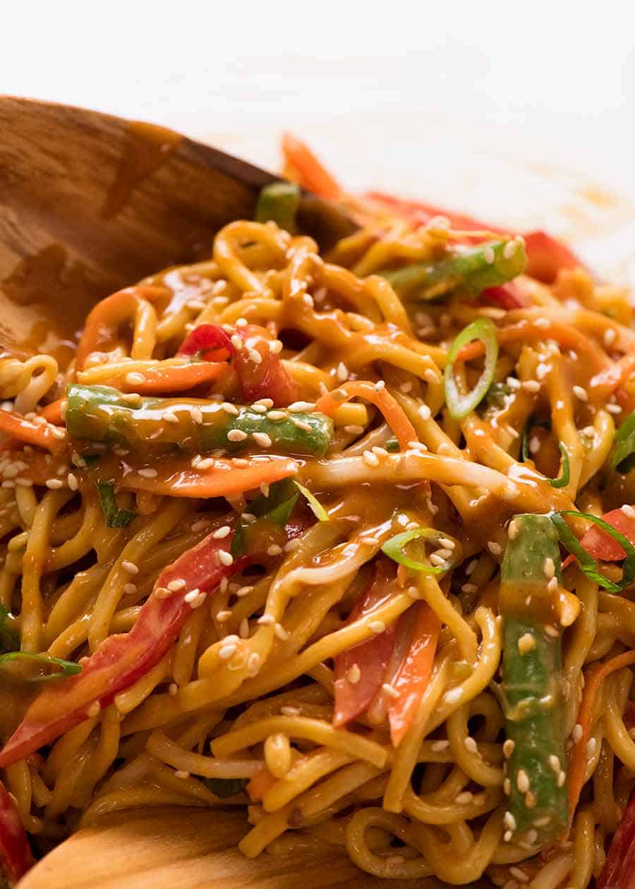 Close up of Noodle Salad (Lunch Idea for work)