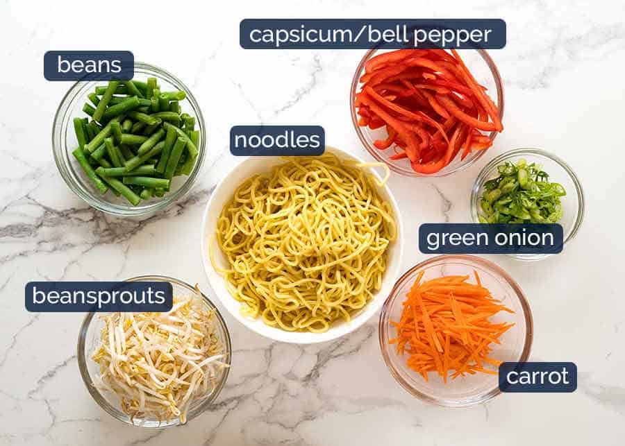 Ingredients in Asian Noodle Salad