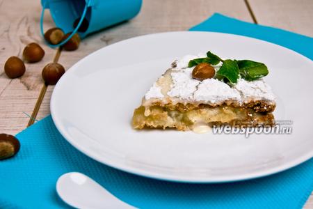 Фото рецепта Яблочно-ореховый пирог со сливочным кремом