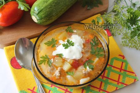 Фото рецепта Кабачковый суп с фрикадельками