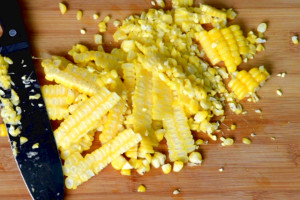Make chicken and corn soup- cut the corn