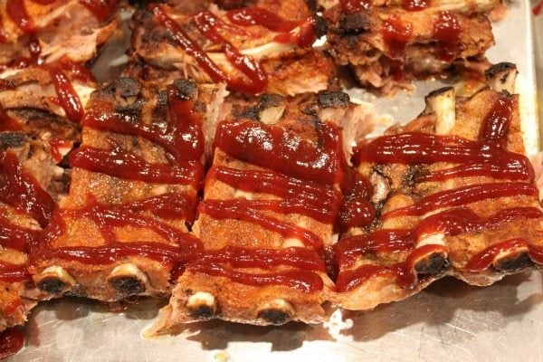 ribs drizzled with sauce