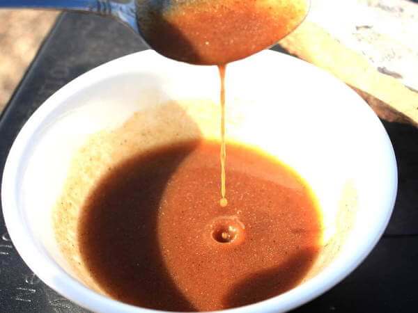Instead Of Using Vegetable Oil In This Baste Recipe, I Used Melted Chicken Fat Saved From Braising Chicken Thighs. Chicken Fat Adds Much More Flavor! Chicken Basting Liquid Made With Soy Sauce, Cider Vinegar, Water, BBQ Sauce and Melted Chicken Fat