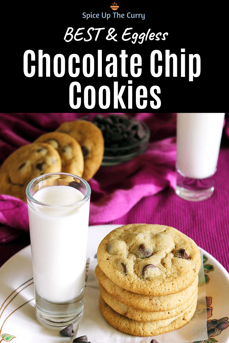 Eggless Chocolate Chip Cookies (BEST Eggless Cookies) Eggless chocolate chip cookies pin